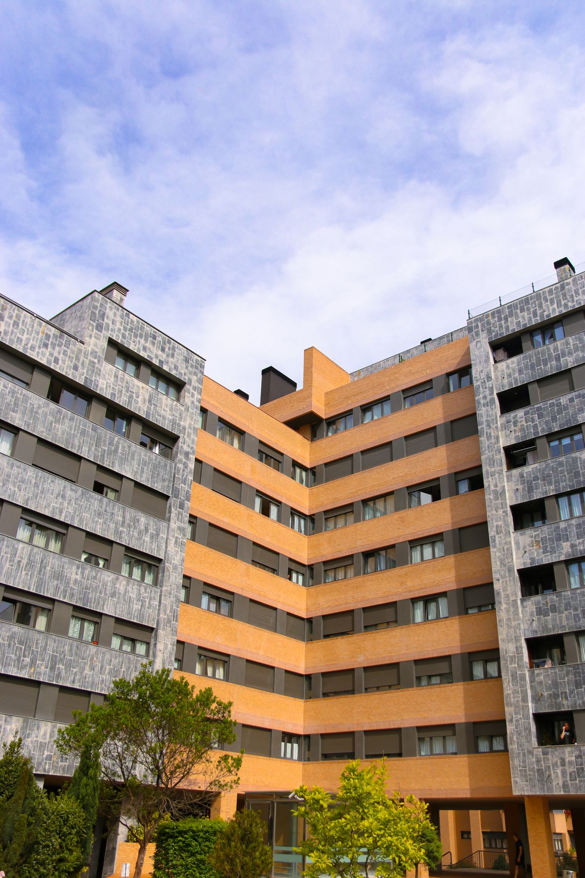 Facade of a modern building under construction
