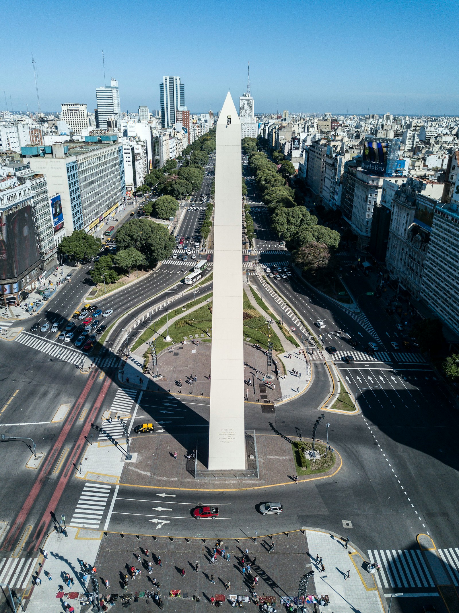 Aerial view of the Obelisco and Buenos Aires urban fabric, Argentina